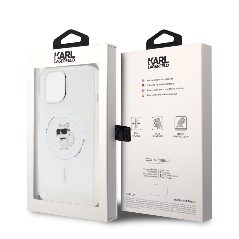 Karl Lagerfeld IML Choupette MagSafe Zadní Kryt pro iPhone 15 - průhledný