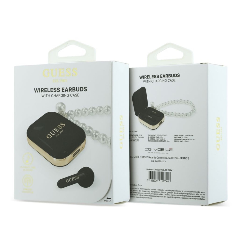 Guess Pearl Strap TWS Bezdrátová Sluchátka Black