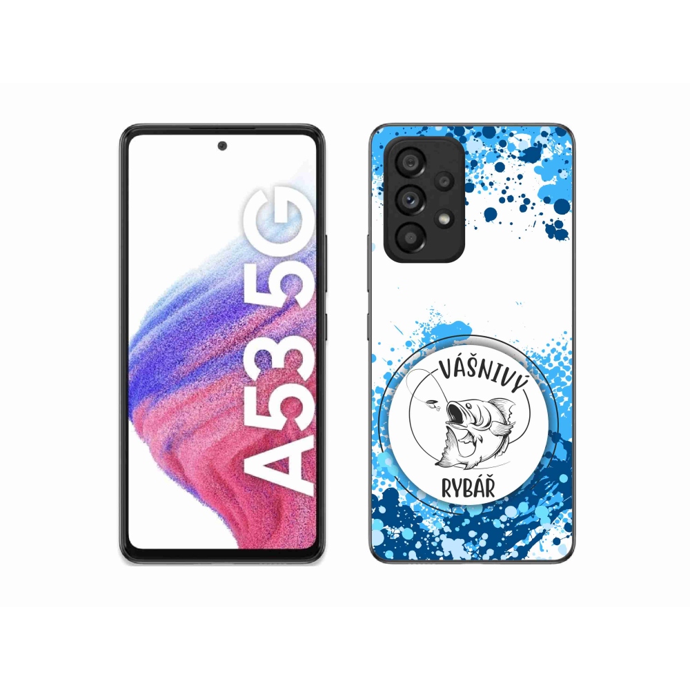 Gelový kryt mmCase na Samsung Galaxy A53 5G - vášnivý rybář bílé pozadí