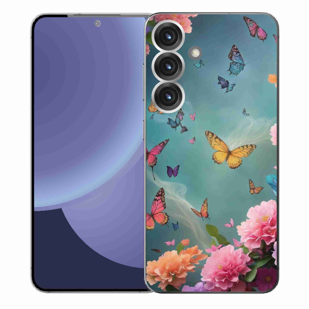 Gelový kryt mmCase na Samsung Galaxy S25+ - barevné květy a motýli