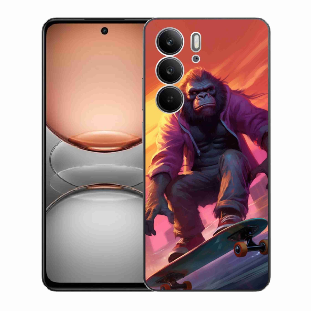 Gelový kryt mmCase na Realme C75 - gorila na skateboardu