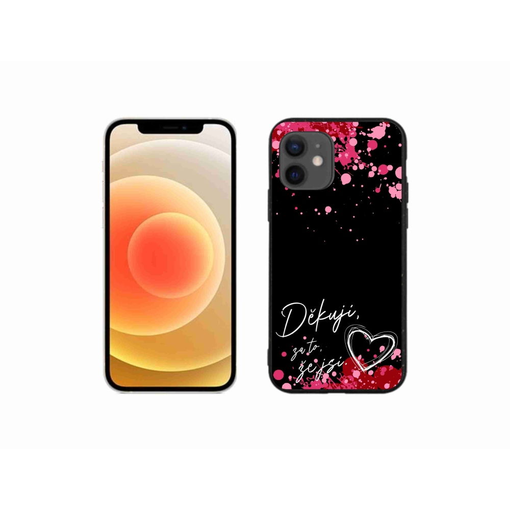 Gelový kryt mmCase na iPhone 12 mini - zamilovaný text 2 černé pozadí