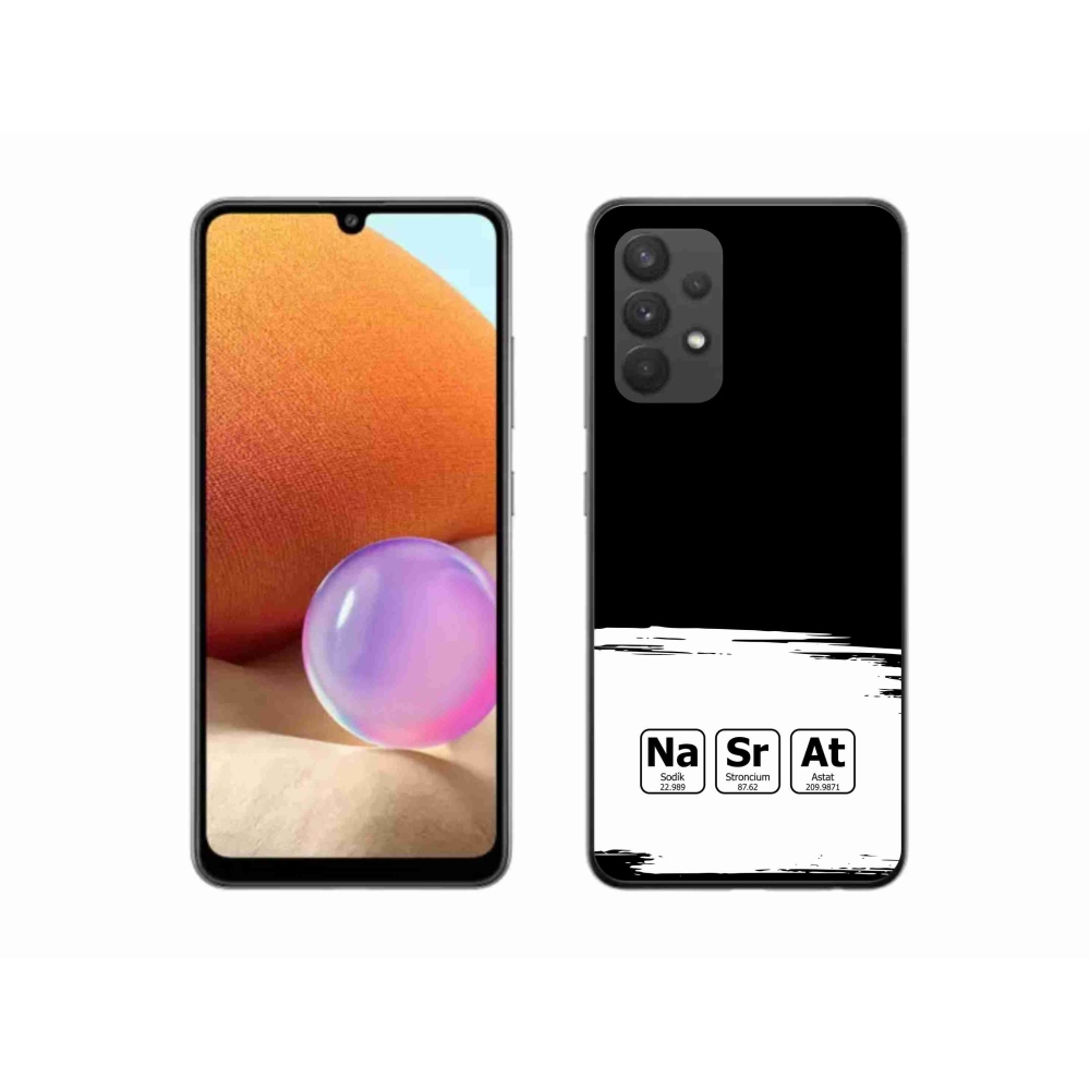 Gelový kryt mmCase na Samsung Galaxy A32 4G - chemické prvky bíločerné pozadí