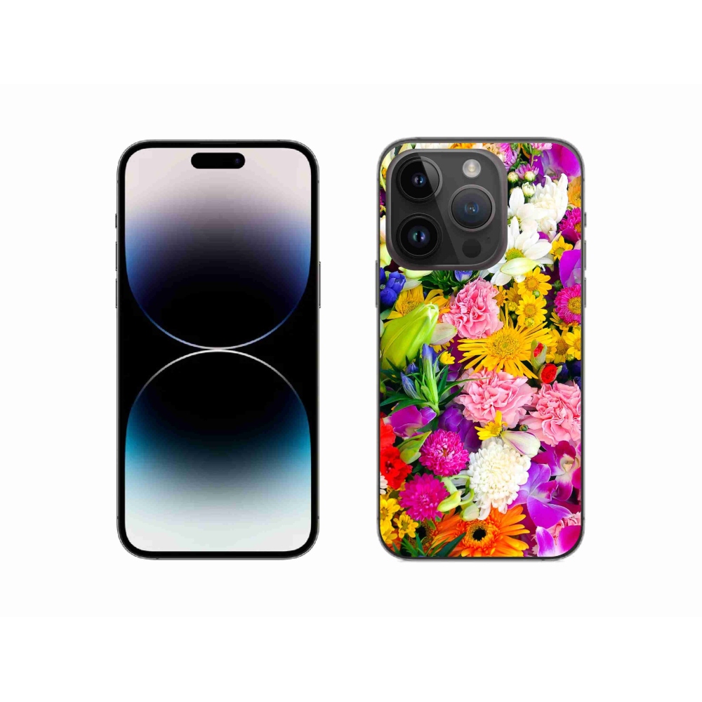 Gelový kryt mmCase na iPhone 14 Pro - květiny 12