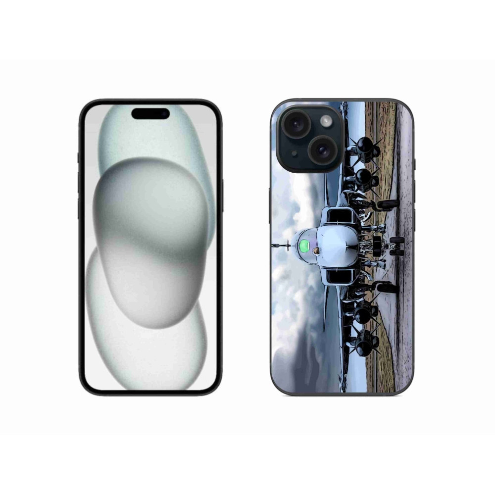 Gelový kryt mmCase na iPhone 15 - vojenské letadlo