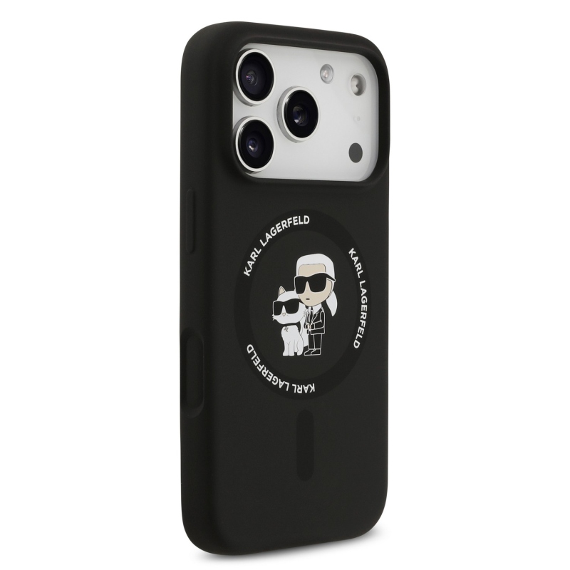 Karl Lagerfeld Liquid Silicone Karl and Choupette MagSafe Zadní Kryt pro iPhone 18 Pro Max Black