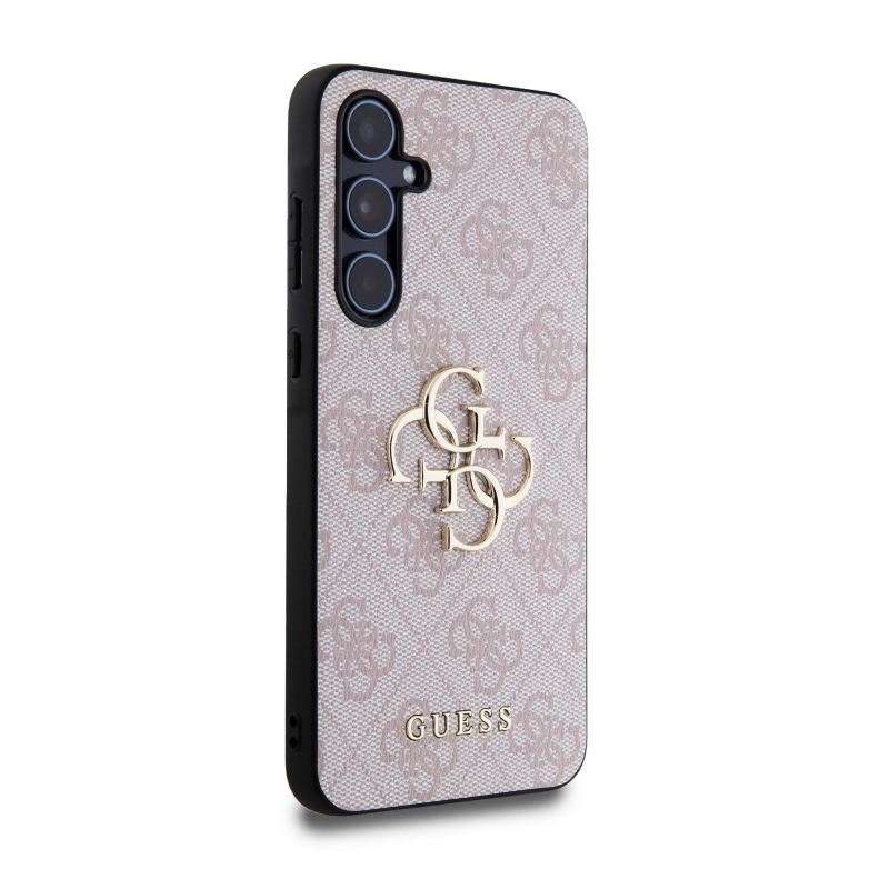 Guess PU 4G Metal Logo Zadní Kryt pro Samsung Galaxy A55 5G Pink