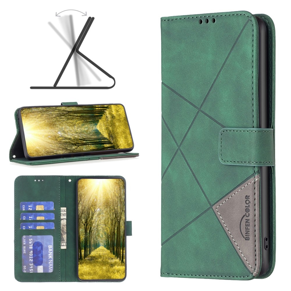 BINFEN knížkové pouzdro na Samsung Galaxy M55 5G - zelené