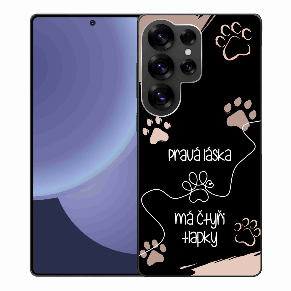 Gelový kryt mmCase na Samsung Galaxy S25 Ultra - psí motiv 1 černé pozadí