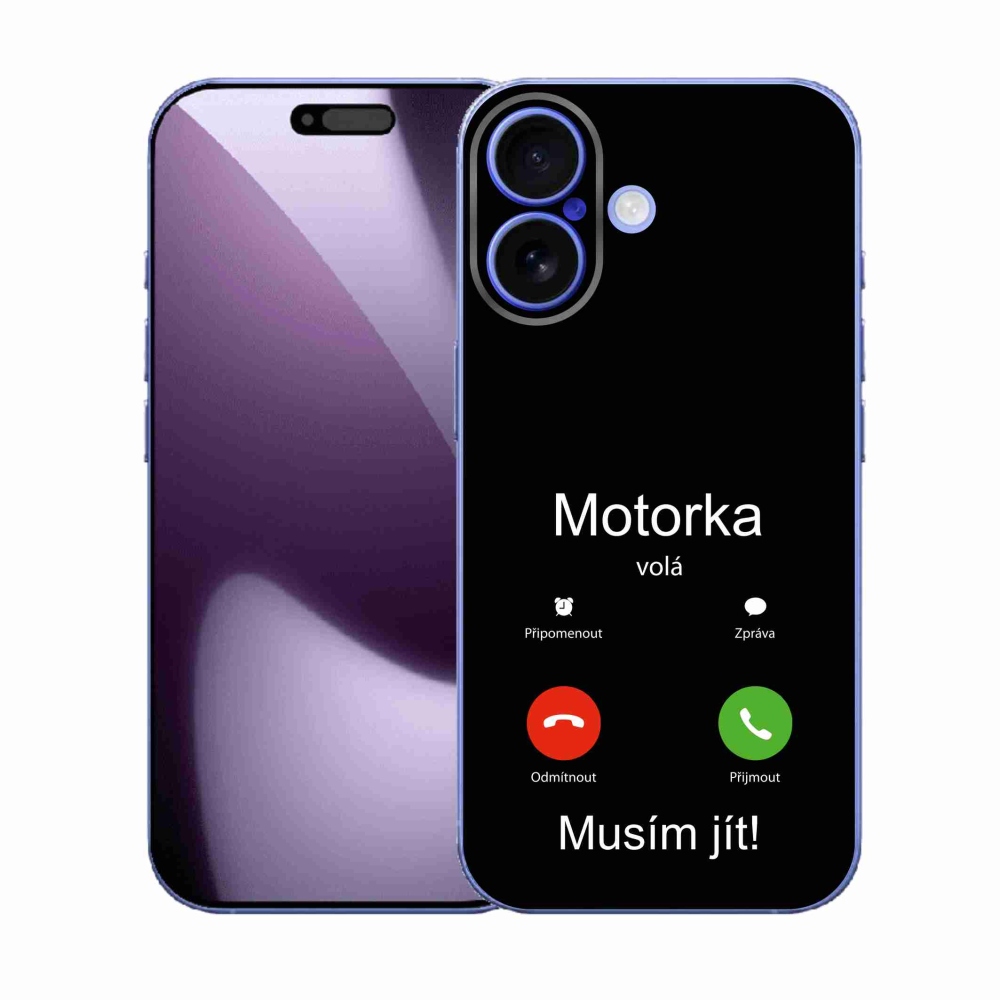Gelový kryt mmCase na iPhone 17 - motorka volá černé pozadí
