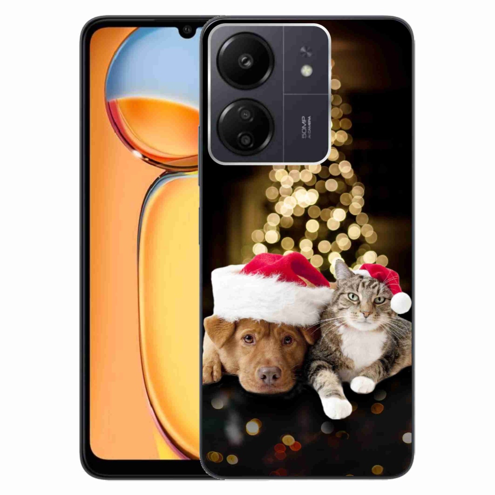 Gelový kryt mmCase na Xiaomi Poco C65/Redmi 13C - vánoční pes a kočka