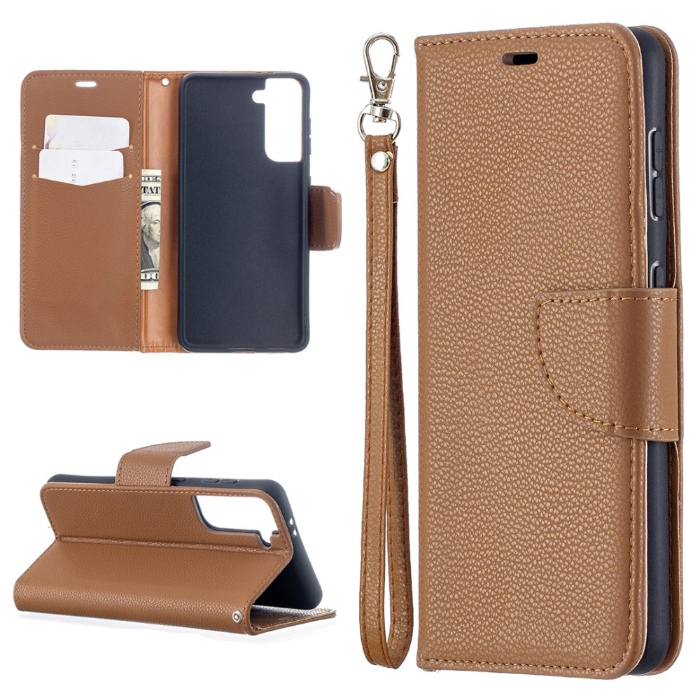 Wallet knížkové pouzdro na Samsung Galaxy S21 - hnědé
