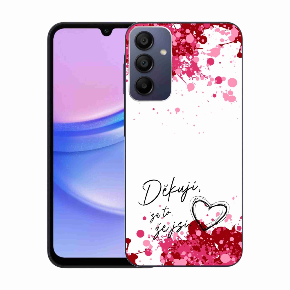 Gelový kryt mmCase na Samsung Galaxy A15 4G/5G - zamilovaný text 2 bílé pozadí