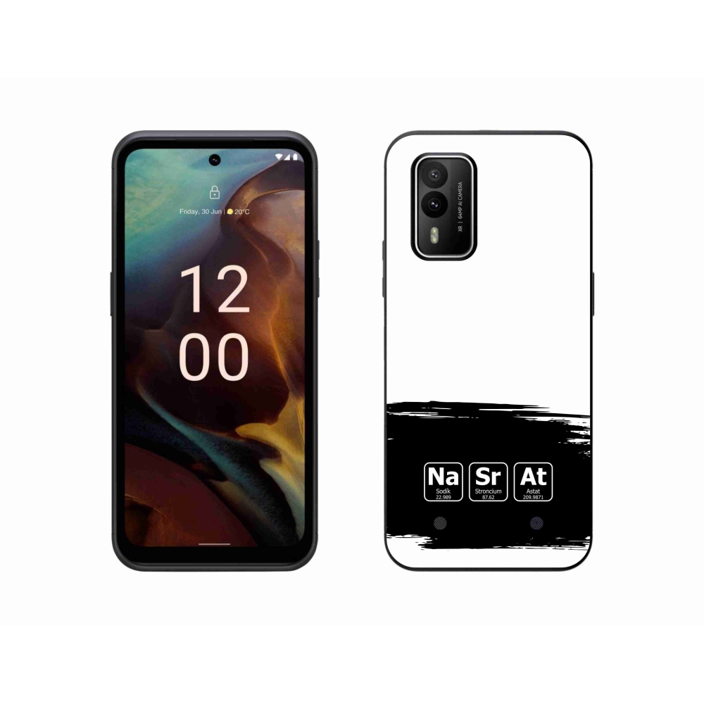 Gelový kryt mmCase na Nokia XR21 - chemické prvky černobílé pozadí