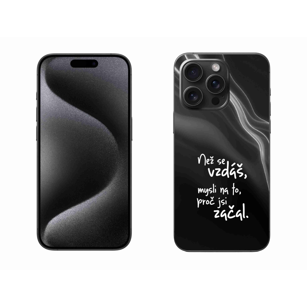 Gelový kryt mmCase na iPhone 15 Pro Max - citát 2 černé pozadí