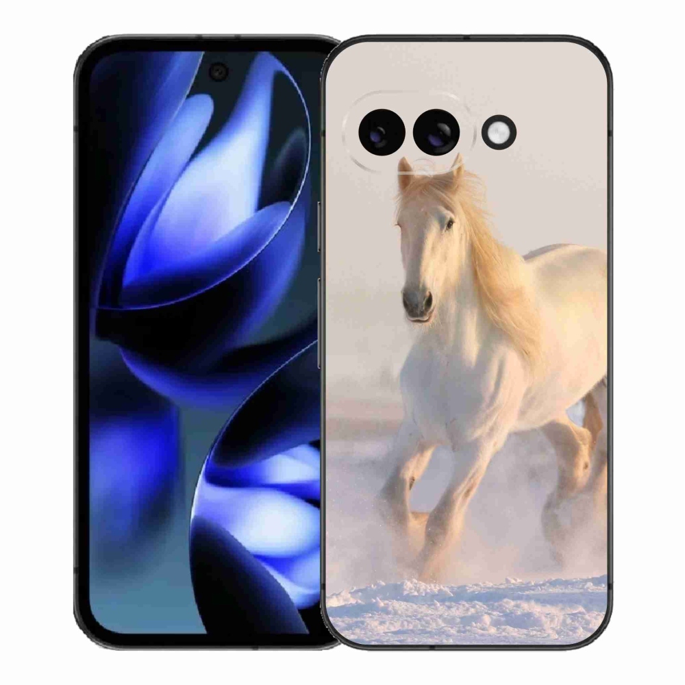 Gelový kryt mmCase na Google Pixel 9a - kůň ve sněhu