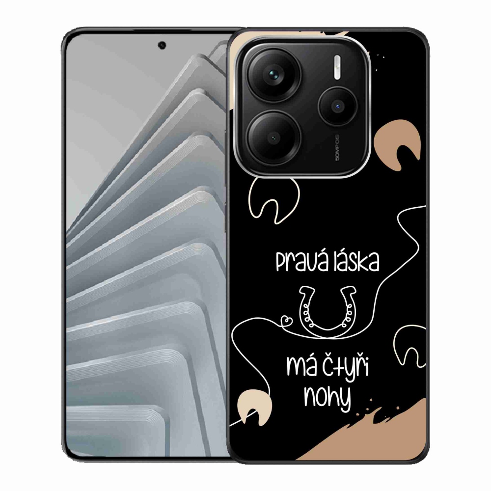 Gelový kryt mmCase na Xiaomi Redmi Note 14 5G - koňský motiv černé pozadí