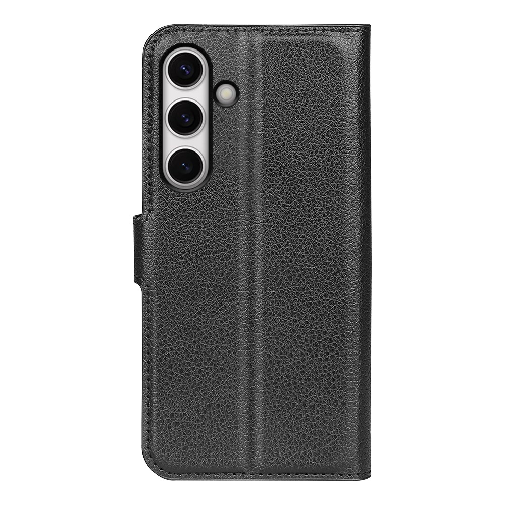 Litchi knížkové pouzdro na Samsung Galaxy S24 FE - černé