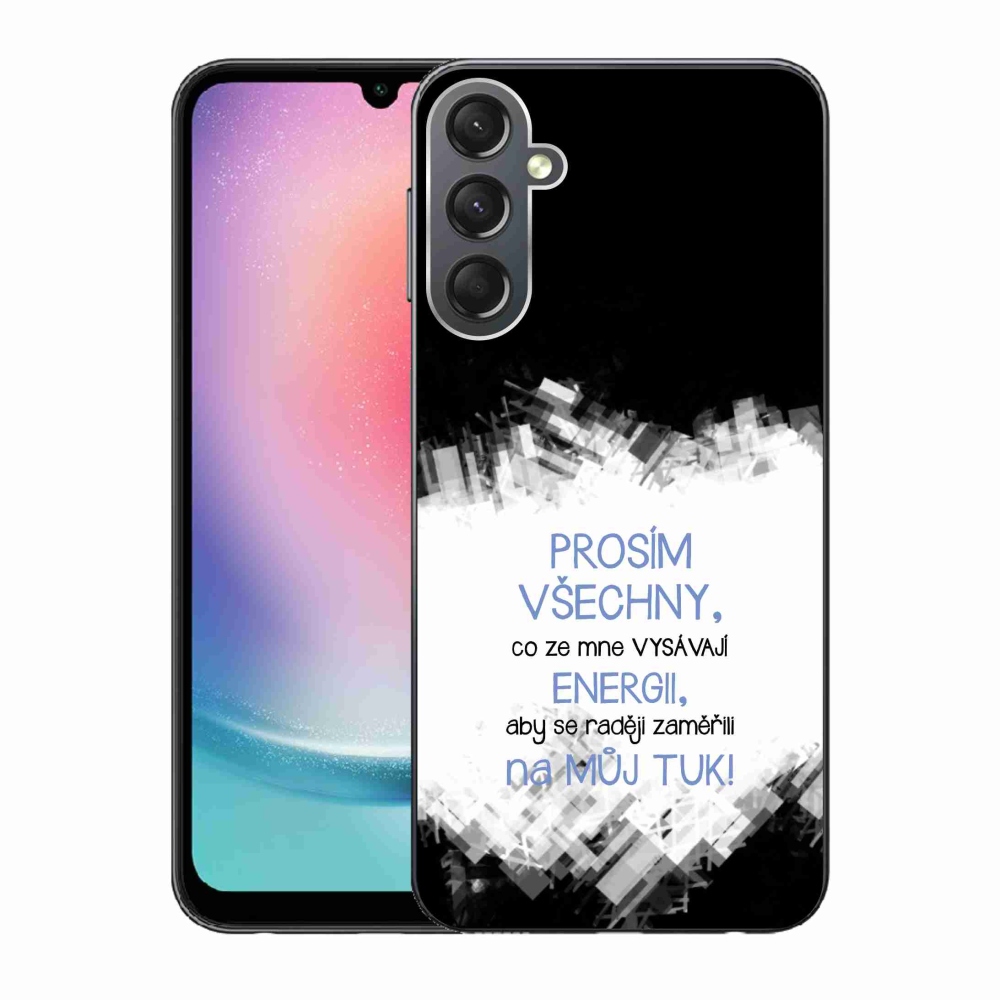 Gelový kryt mmCase na Samsung Galaxy A24 - vtipný text 1 modrý