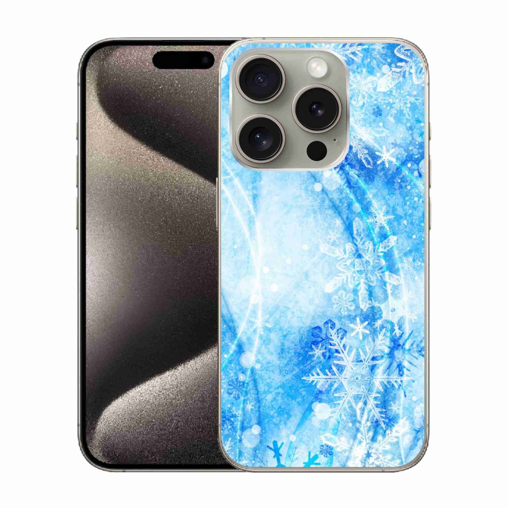 Gelový kryt mmCase na iPhone 15 Pro - sněhové vločky