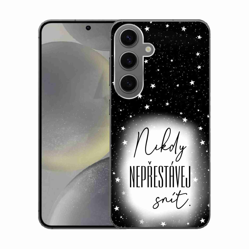 Gelový kryt mmCase na Samsung Galaxy S24 - citát 1 bíločerné pozadí