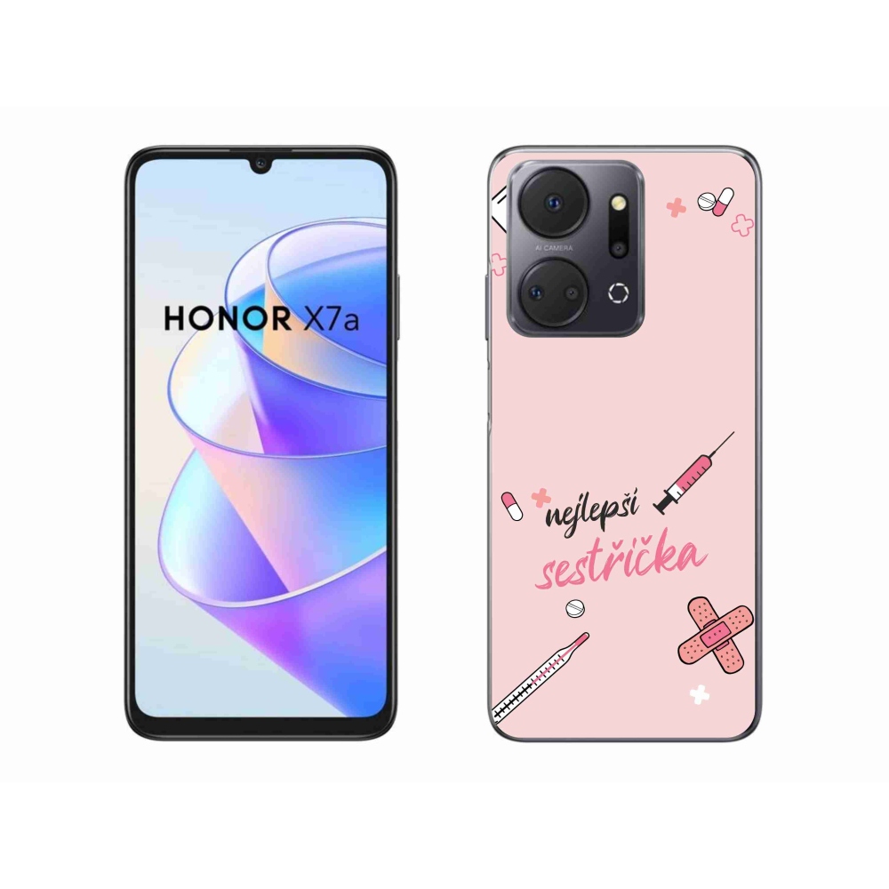 Gelový kryt mmCase na Honor X7a - nejlepší sestřička růžové pozadí