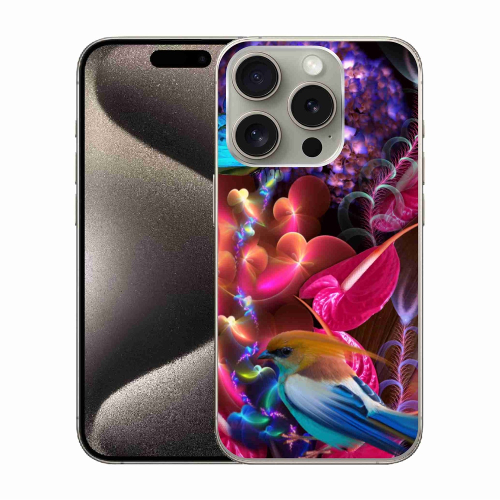Gelový kryt mmCase na iPhone 15 Pro - barevné květiny