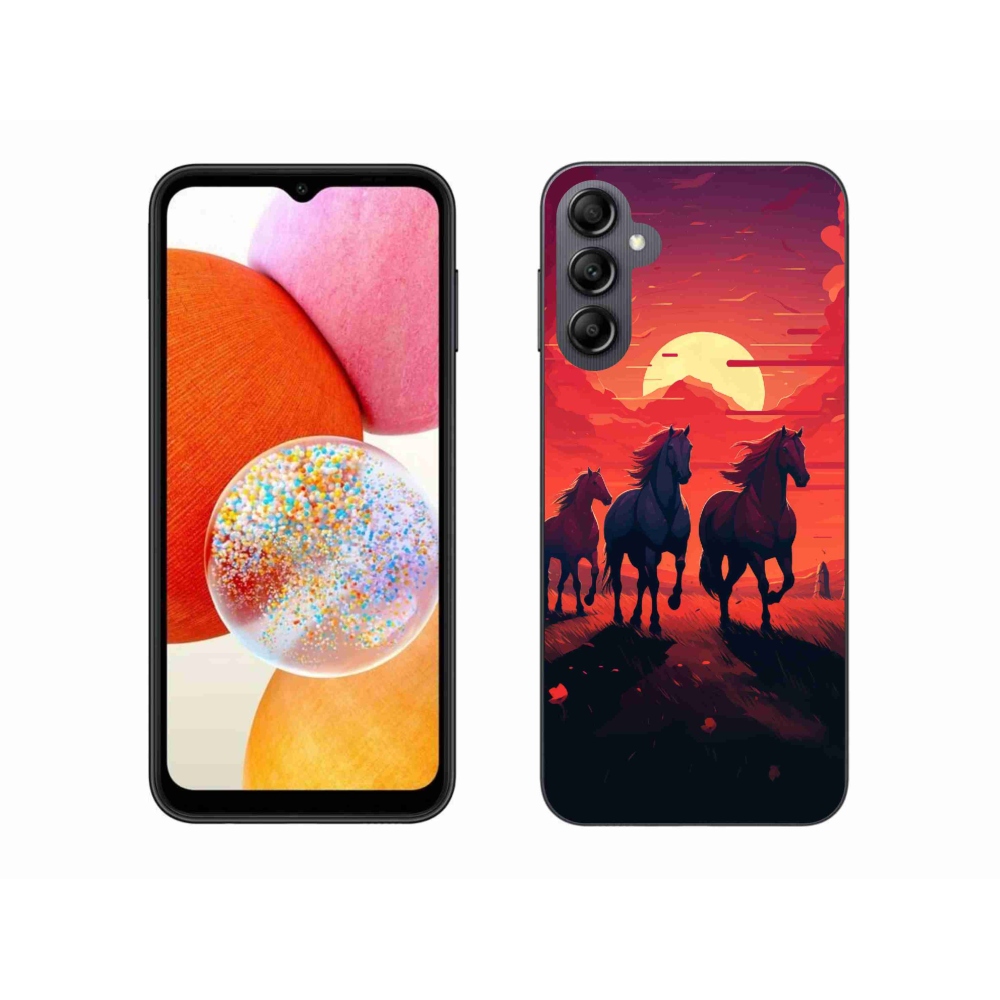 Gelový kryt mmCase na Samsung Galaxy A14 4G/5G - koně a západ slunce