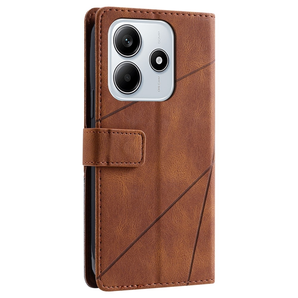 Lines knížkové pouzdro na Xiaomi Redmi Note 14 5G - hnědé
