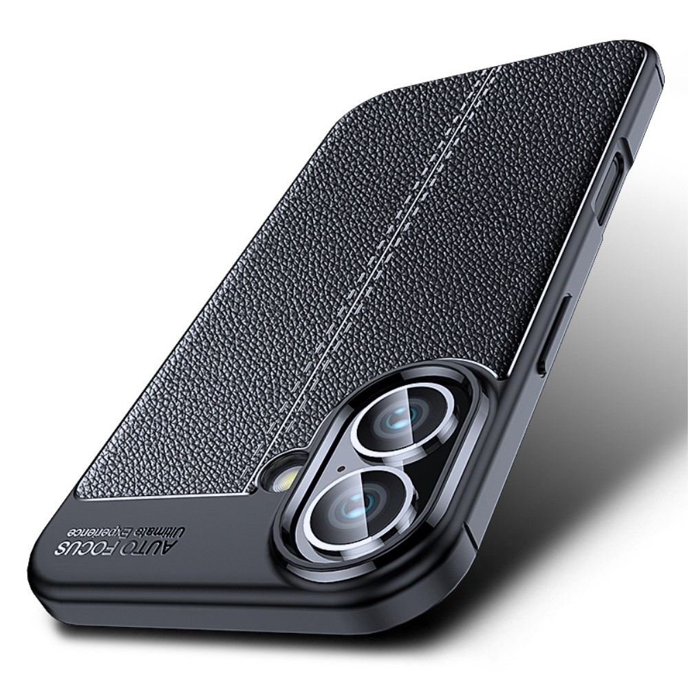 Litchi odolný gelový obal na iPhone 16 - černý