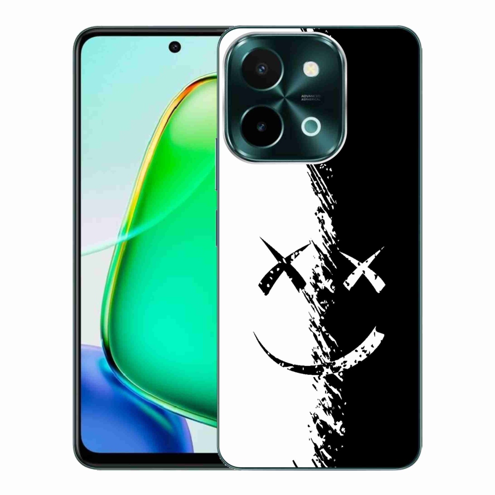 Gelový kryt mmCase na Vivo Y28 - černobílý smajlík