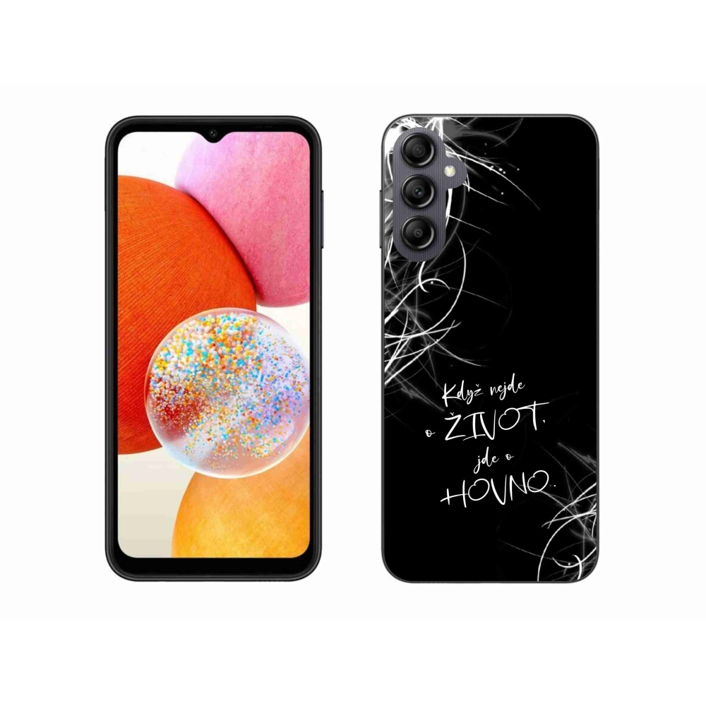 Gelový kryt mmCase na Samsung Galaxy A14 4G/5G - vtipný text 16 černé pozadí