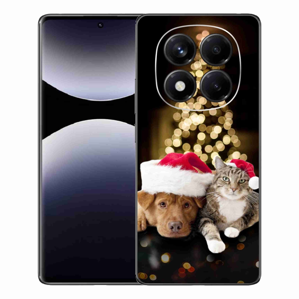 Gelový kryt mmCase na Xiaomi Redmi Note 14 Pro - vánoční pes a kočka