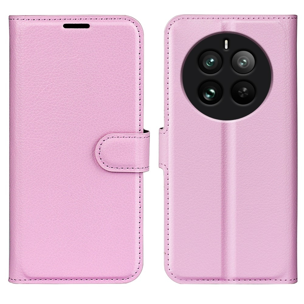Litchi knížkové pouzdro na Realme 12 Pro 5G/12 Pro+ 5G - růžové