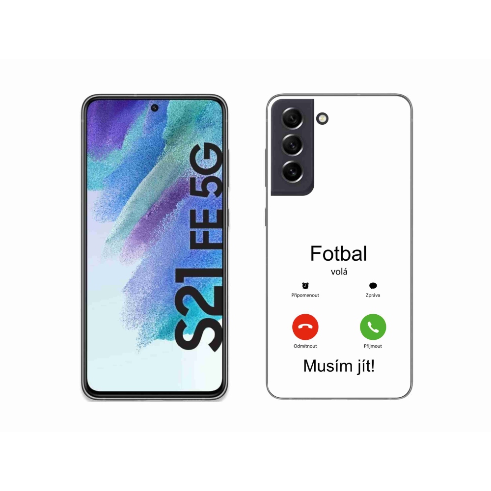 Gelový kryt mmCase na Samsung Galaxy S21 FE 5G - fotbal volá bílé pozadí