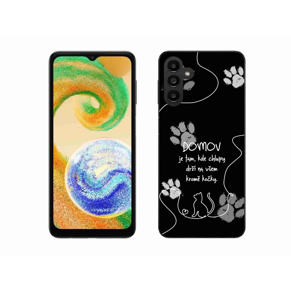 Gelový kryt mmCase na Samsung Galaxy A04s (164.7x76.7x9.1mm) - kočičí motiv černé pozadí