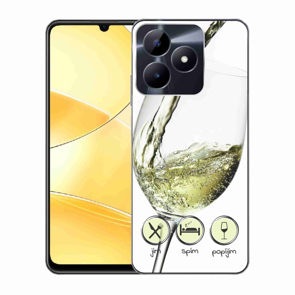 Gelový obal mmCase na Realme C51/C53 - sklenička vína bílé