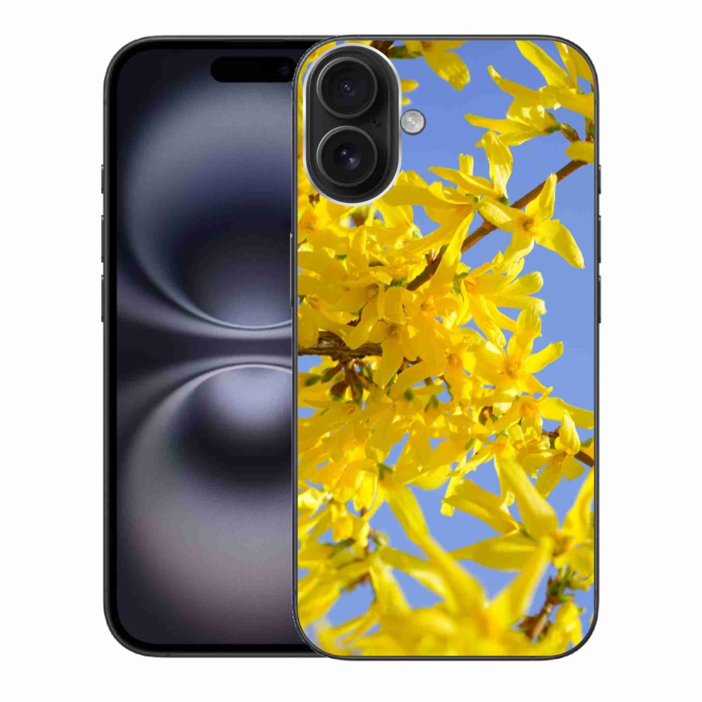 Gelový kryt mmCase na iPhone 16 Plus - žluté květy