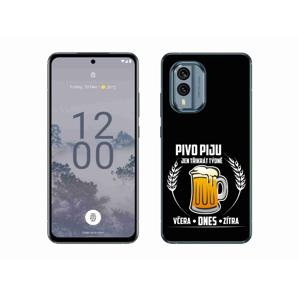 Gelový kryt mmCase na Nokia X30 5G - pivní motiv černé pozadí