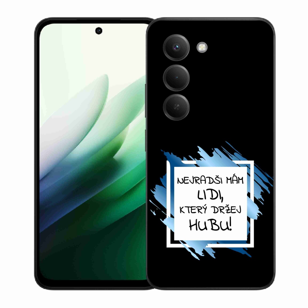 Gelový kryt mmCase na Xiaomi Redmi 15 5G - vtipný text 7 bíločerné pozadí
