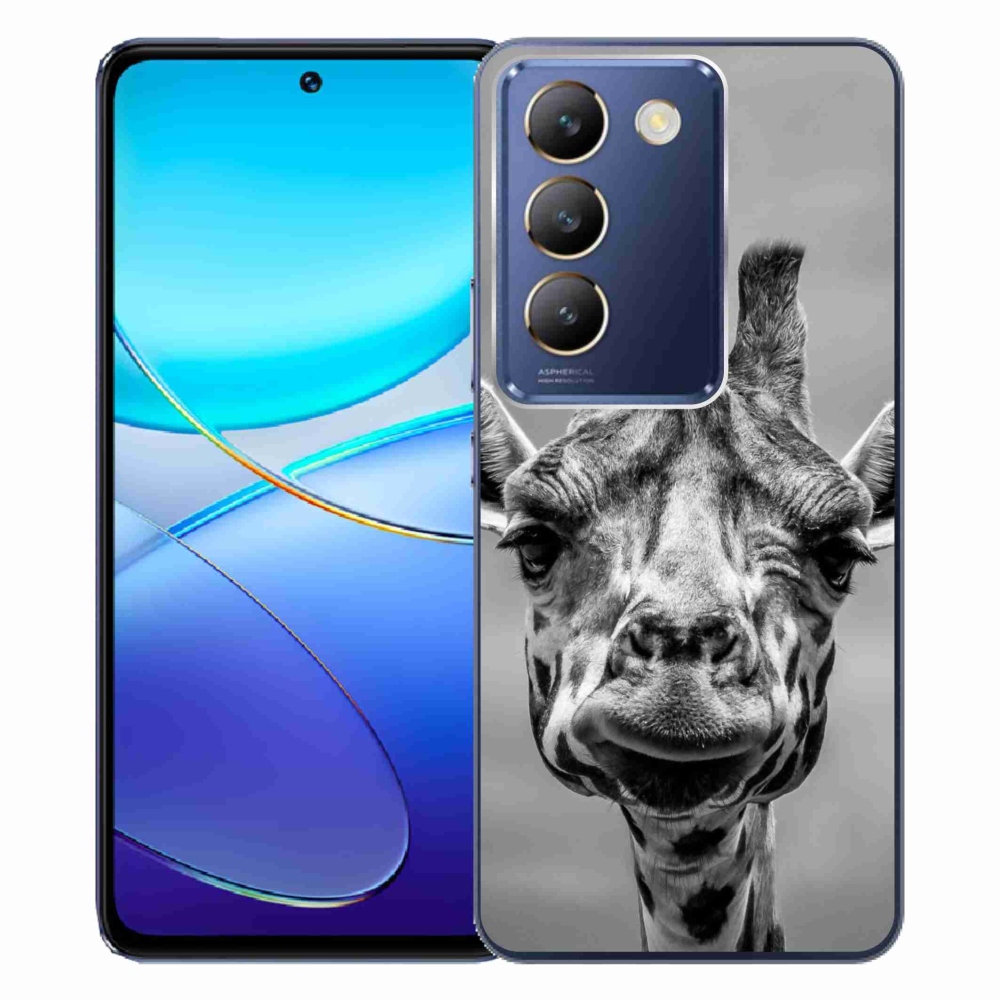 Gelový kryt mmCase na Vivo V40 SE 4G/5G - černobílá žirafa
