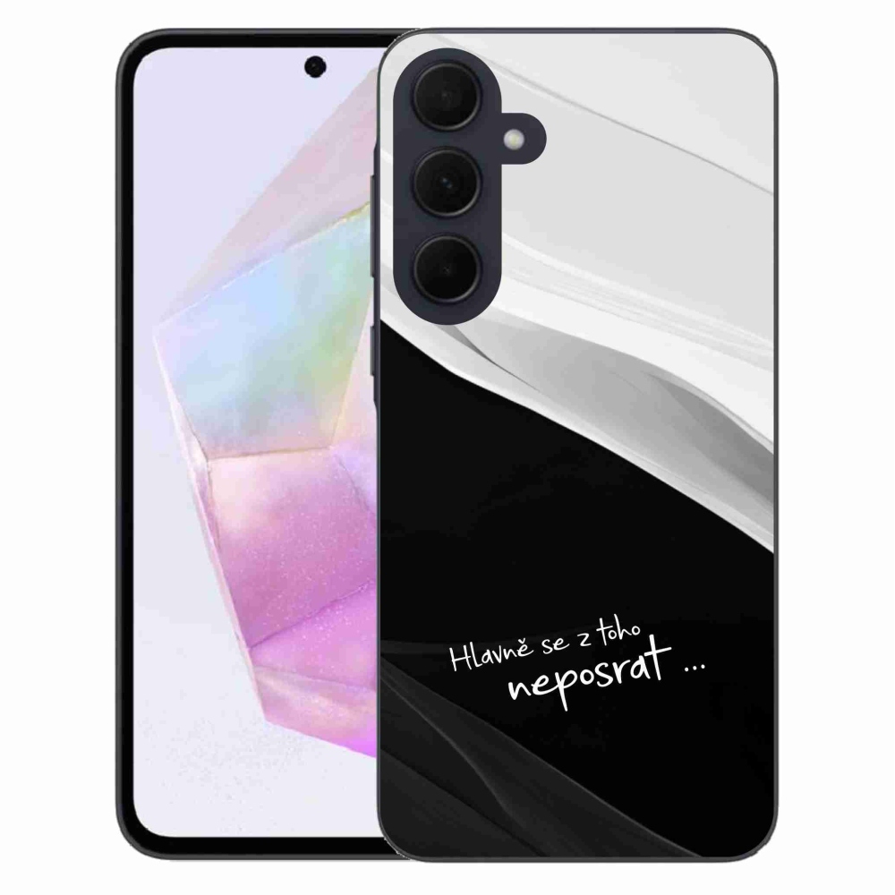 Gelový kryt mmCase na Samsung Galaxy A35 5G - vtipný text 13 černobílé pozadí