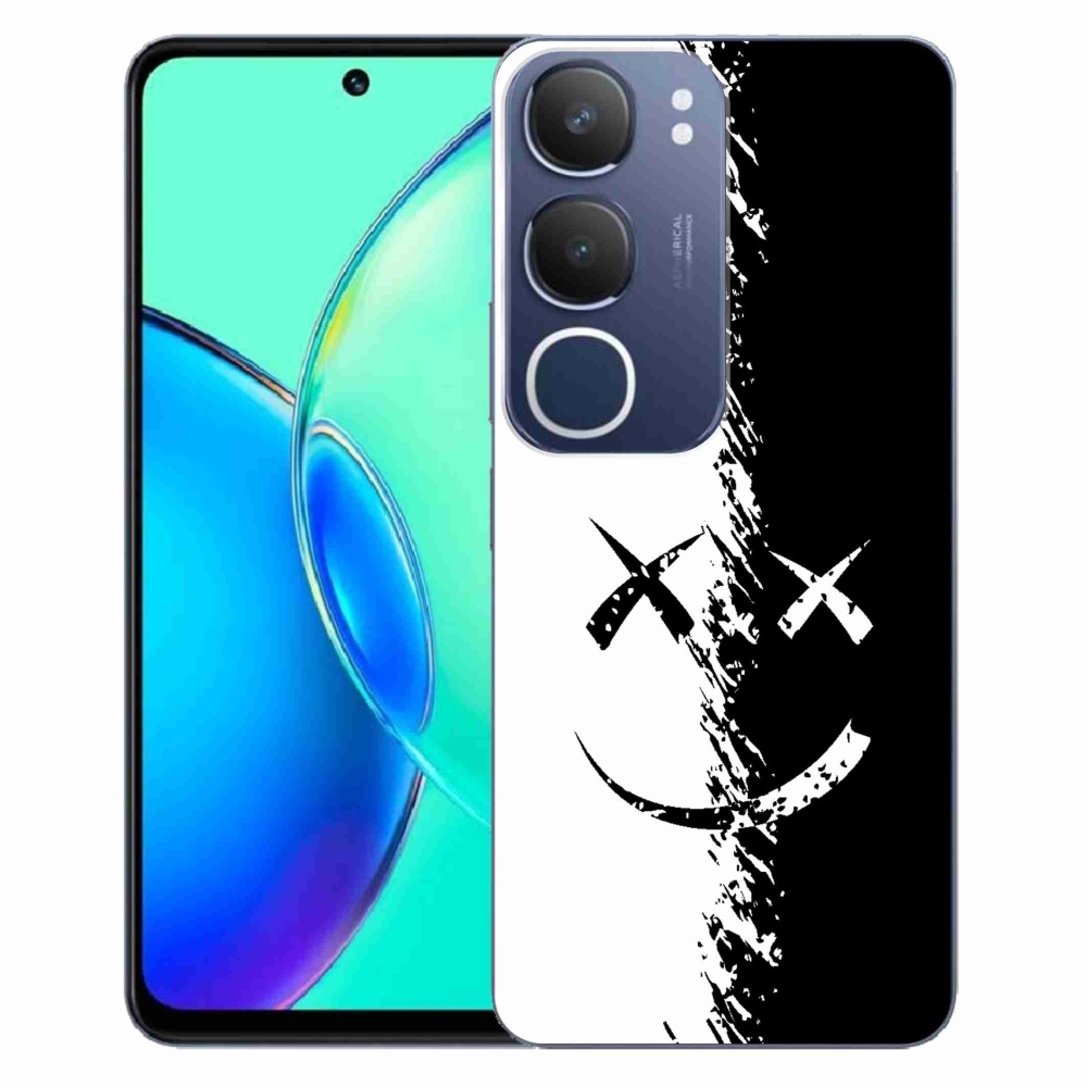 Gelový kryt mmCase na Vivo Y19s - černobílý smajlík