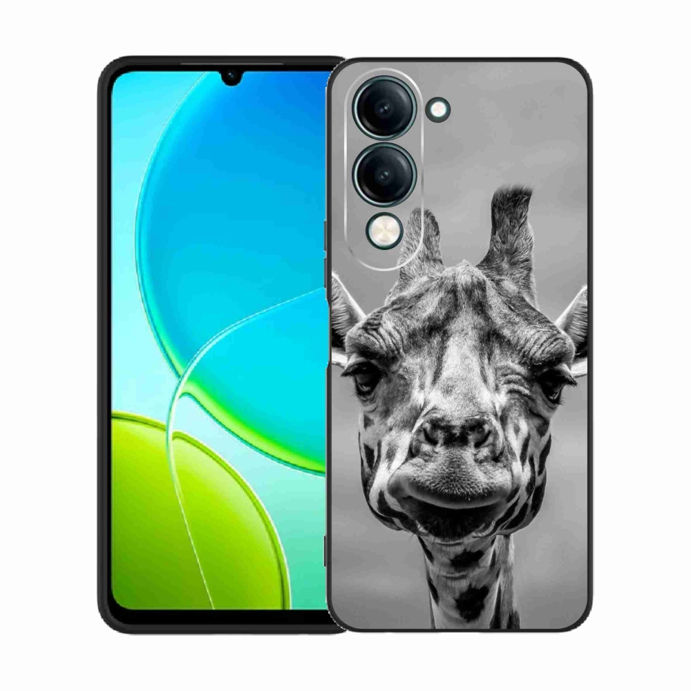 Gelový kryt mmCase na Vivo Y29s 5G - černobílá žirafa