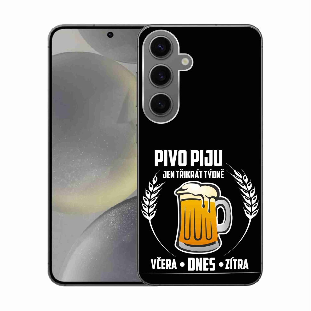 Gelový kryt mmCase na Samsung Galaxy S24 - pivní motiv černé pozadí
