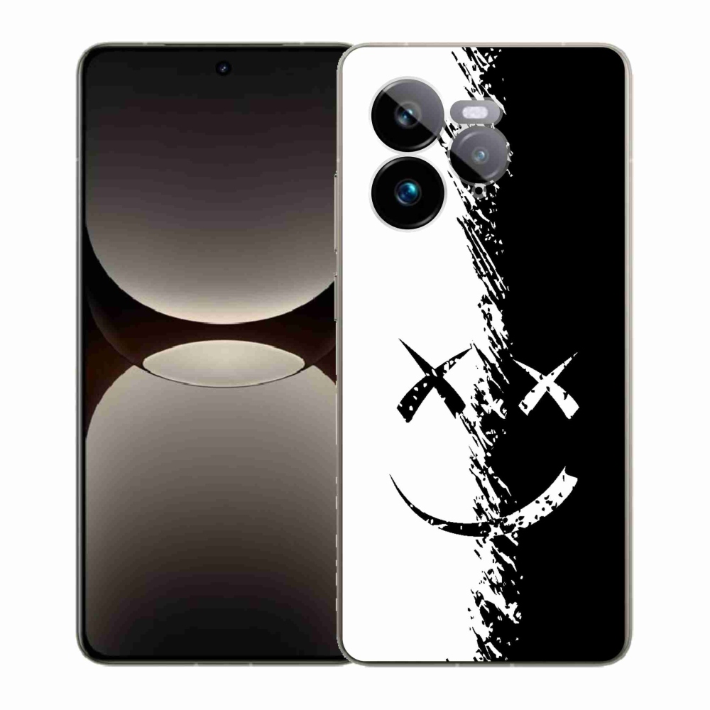Gelový kryt mmCase na Realme GT 7 Pro 5G - černobílý smajlík
