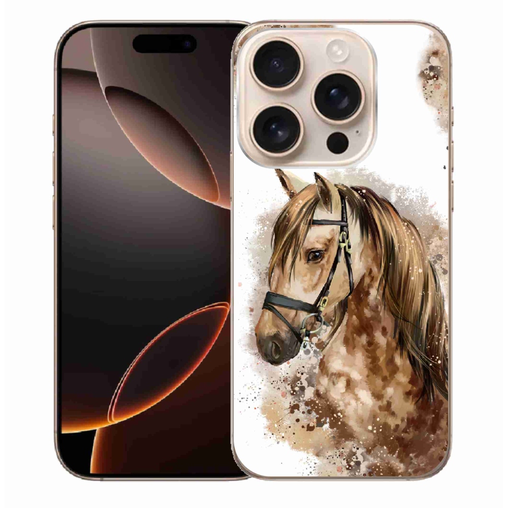 Gelový kryt mmCase na iPhone 16 Pro Max - hnědý kreslený kůň