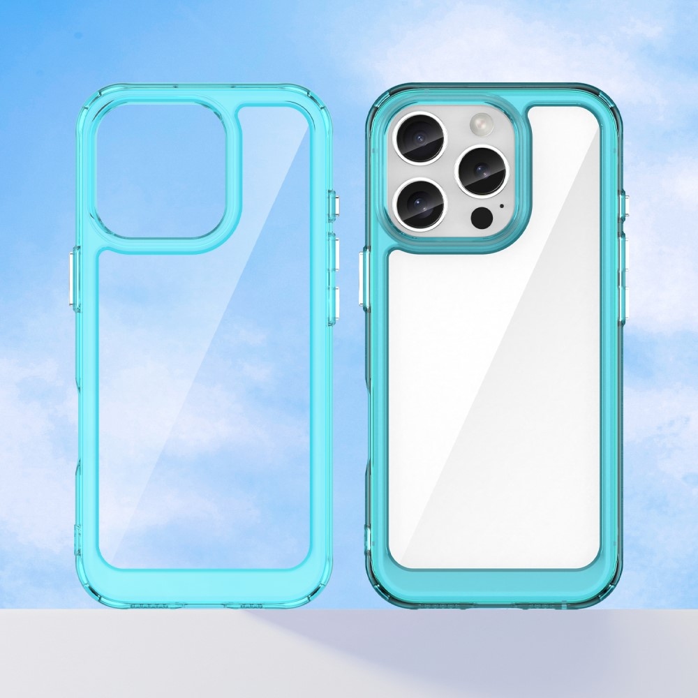Gelový obal s pevnými zády na iPhone 16 Pro - světlemodrý