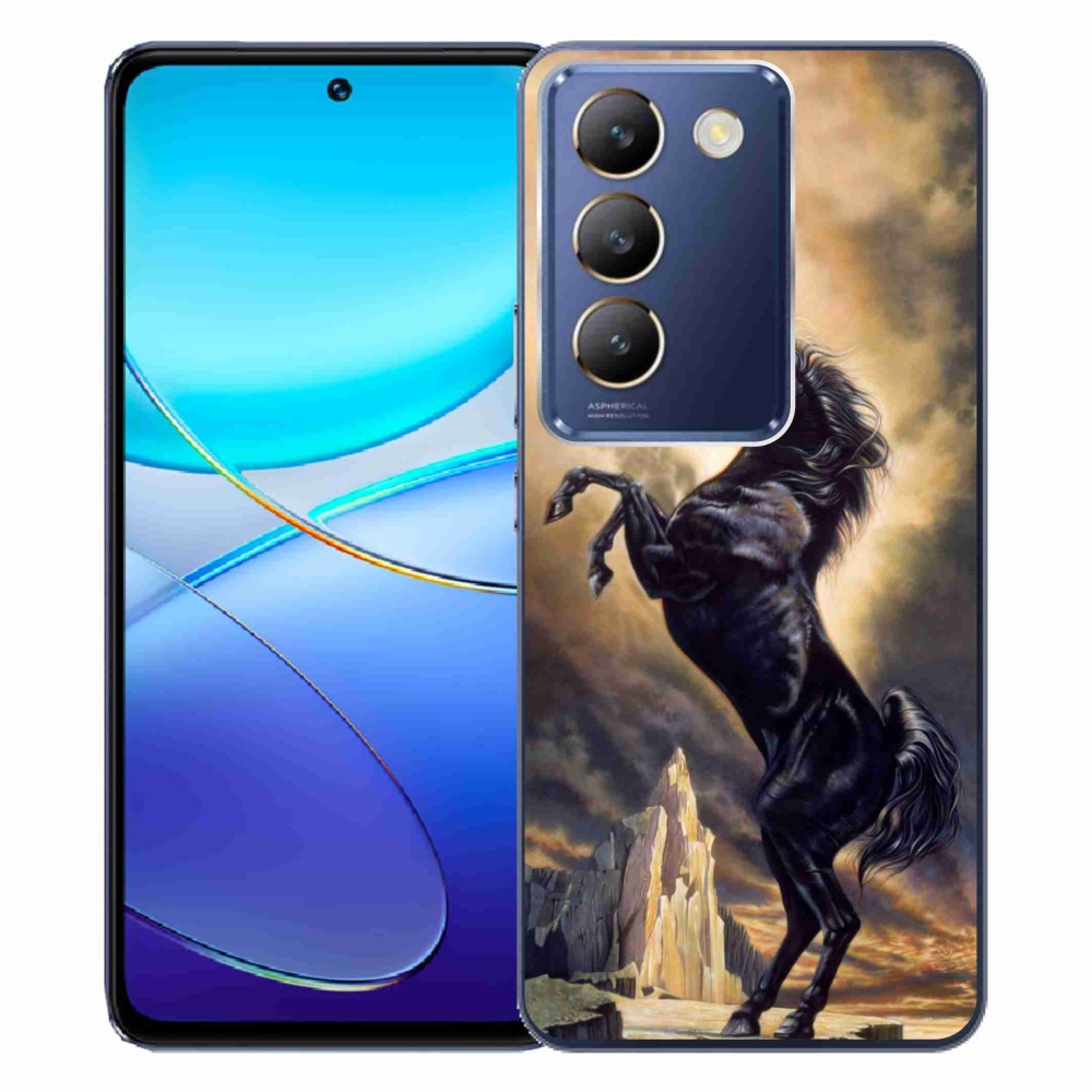 Gelový kryt mmCase na Vivo V40 SE 4G/5G - černý kreslený kůň