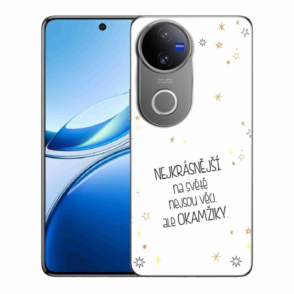 Gelový kryt mmCase na Vivo V50 5G - citát 4 bílé pozadí